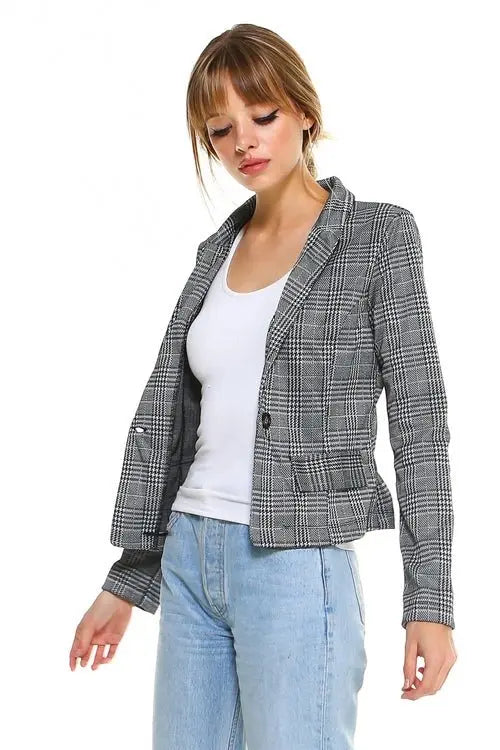 Classic Plaid Fitted Blazer - Beauty