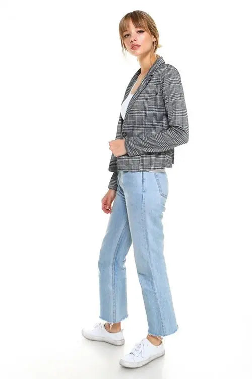 Classic Plaid Fitted Blazer - Beauty