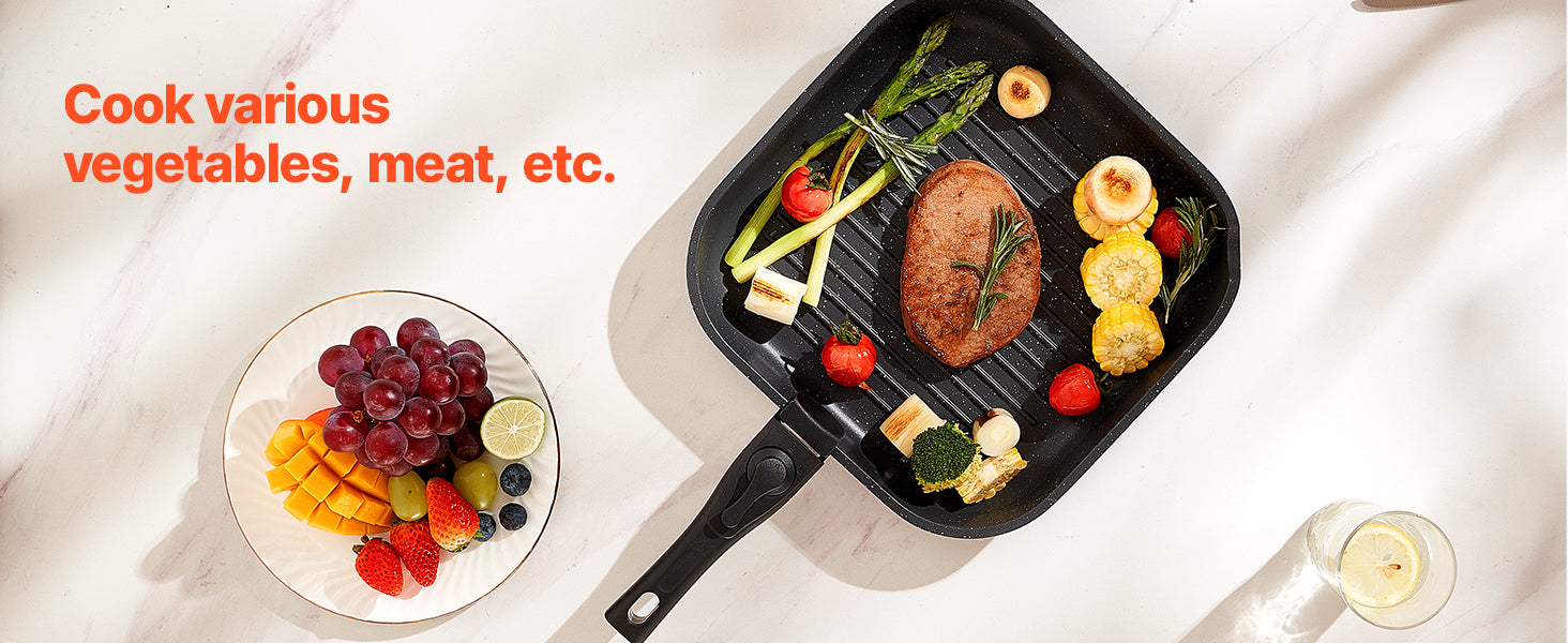 SucceBuy 17 Pcs Nonstick Cookware Set Granite Pots and Pans Set Induction Cookwares Kitchen Cooking Set w/Frying Sauce Saute Pan