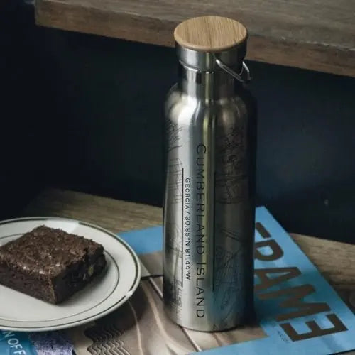 Cumberland Island - Georgia Engraved Map Bottle with Bamboo Top - Beauty