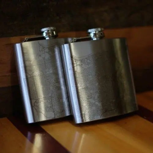 Cumberland Island - Georgia Engraved Map Hip Flask - Beauty