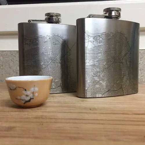 Cumberland Island - Georgia Engraved Map Hip Flask - Beauty