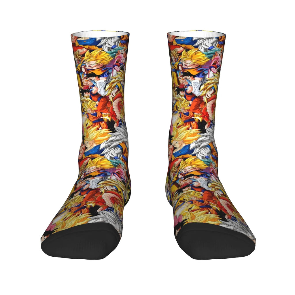 Custom DBZ Dragons Ball Goku Cartoon Hot Dress Socks Unisex Warm Comfortable 3D Printed Comic Crew Socks - Beauty
