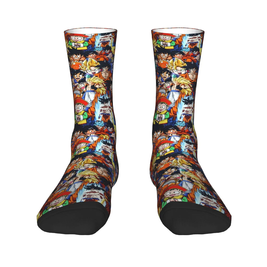 Custom DBZ Dragons Ball Goku Cartoon Hot Dress Socks Unisex Warm Comfortable 3D Printed Comic Crew Socks - Beauty