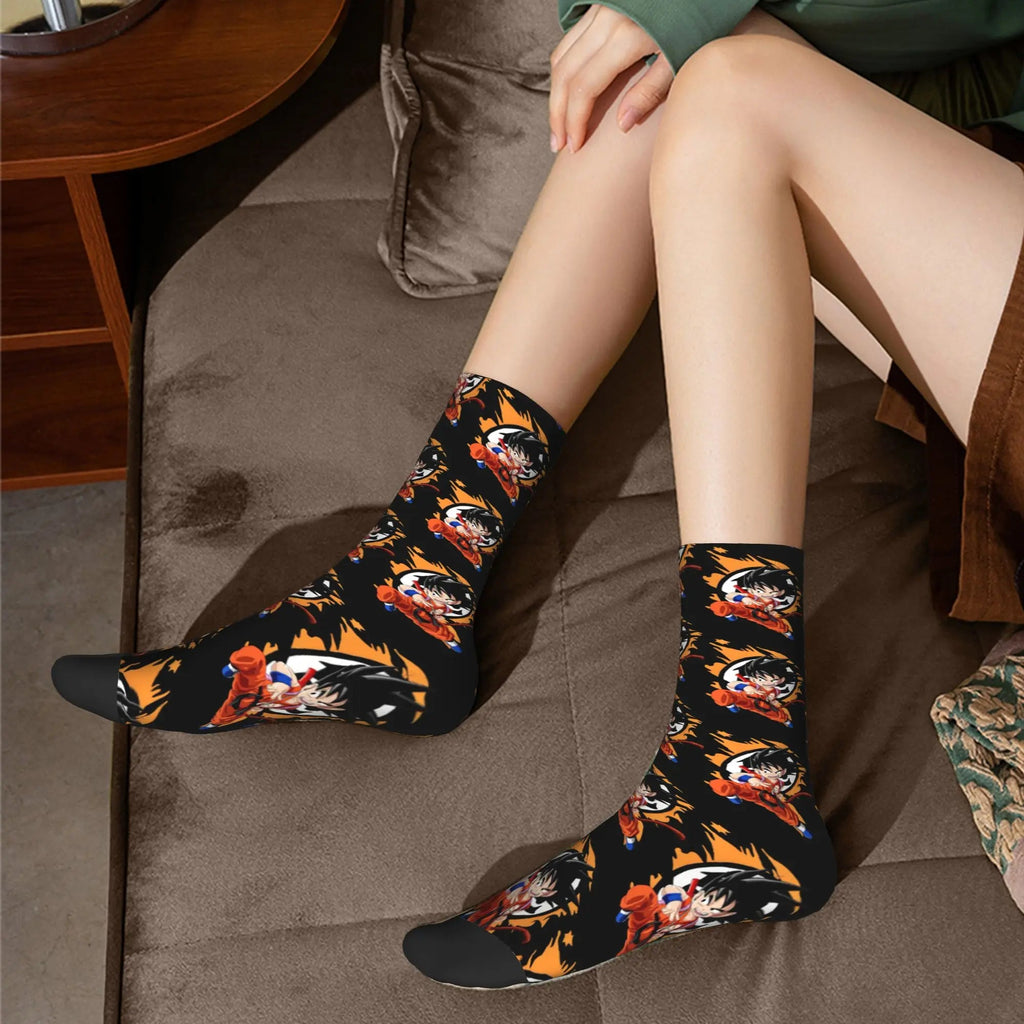Custom DBZ Dragons Ball Goku Cartoon Hot Dress Socks Unisex Warm Comfortable 3D Printed Comic Crew Socks - Beauty