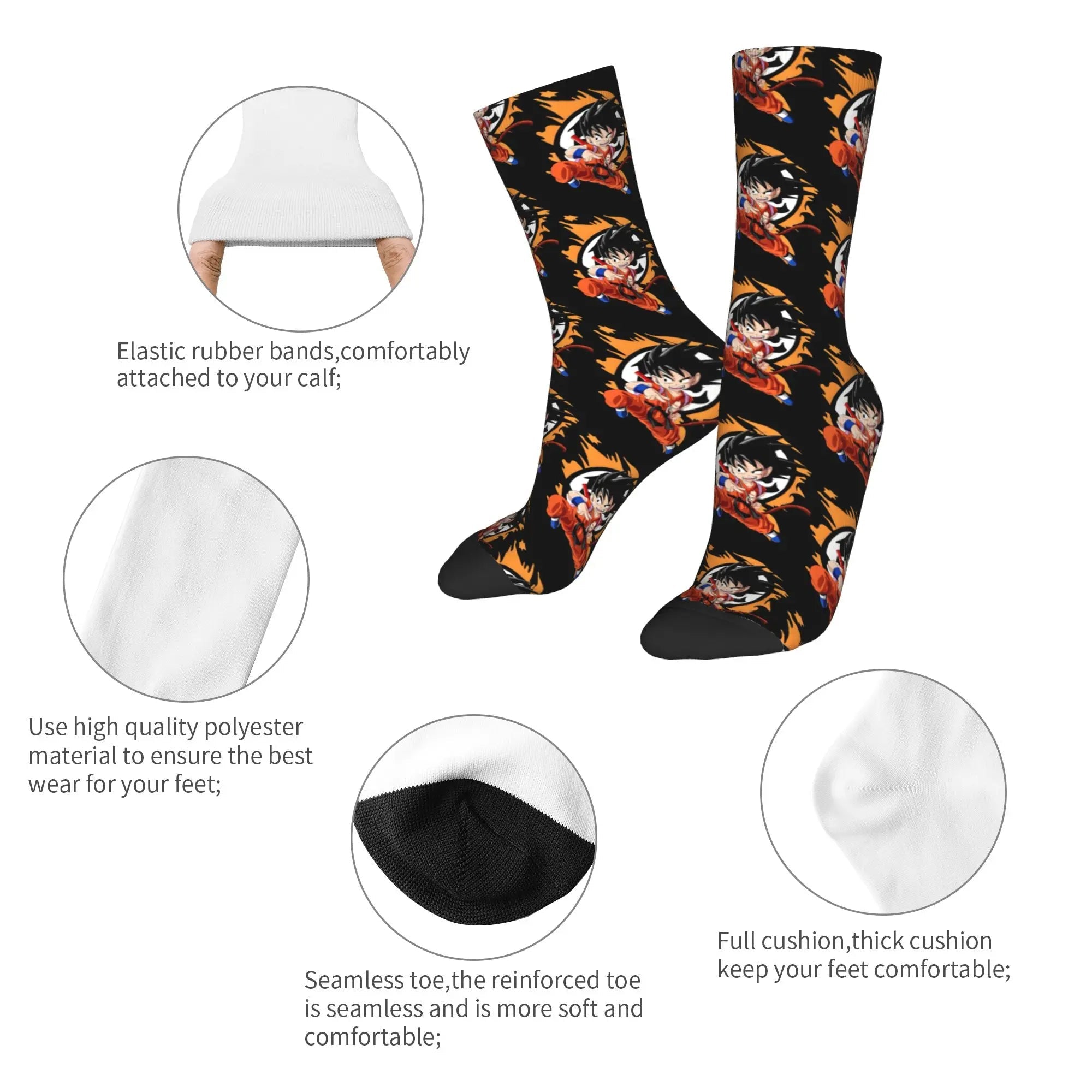 Custom DBZ Dragons Ball Goku Cartoon Hot Dress Socks Unisex Warm Comfortable 3D Printed Comic Crew Socks - Beauty