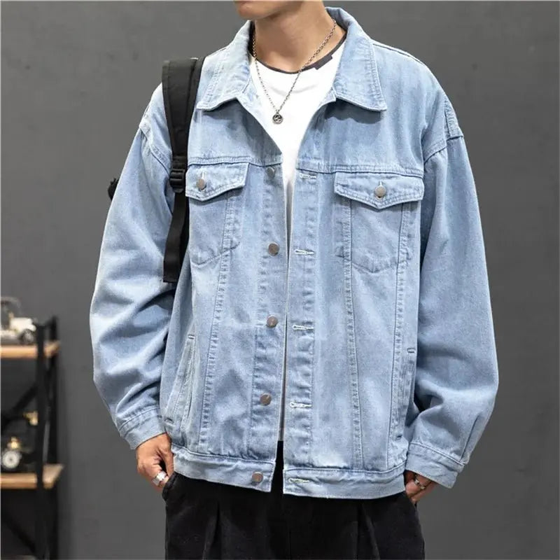 Denim Jacket Men Fashion Hole Retro Motorcyle Basic Coat Men Streetwear Bomber Denim Jacket Cowboy Men's Jacket Casual Coats - Beauty