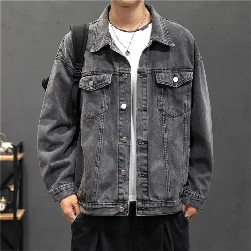 Denim Jacket Men Fashion Hole Retro Motorcyle Basic Coat Men Streetwear Bomber Denim Jacket Cowboy Men's Jacket Casual Coats - Beauty