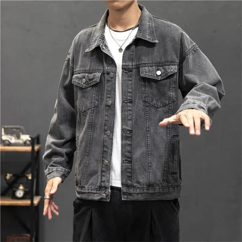 Denim Jacket Men Fashion Hole Retro Motorcyle Basic Coat Men Streetwear Bomber Denim Jacket Cowboy Men's Jacket Casual Coats - Beauty