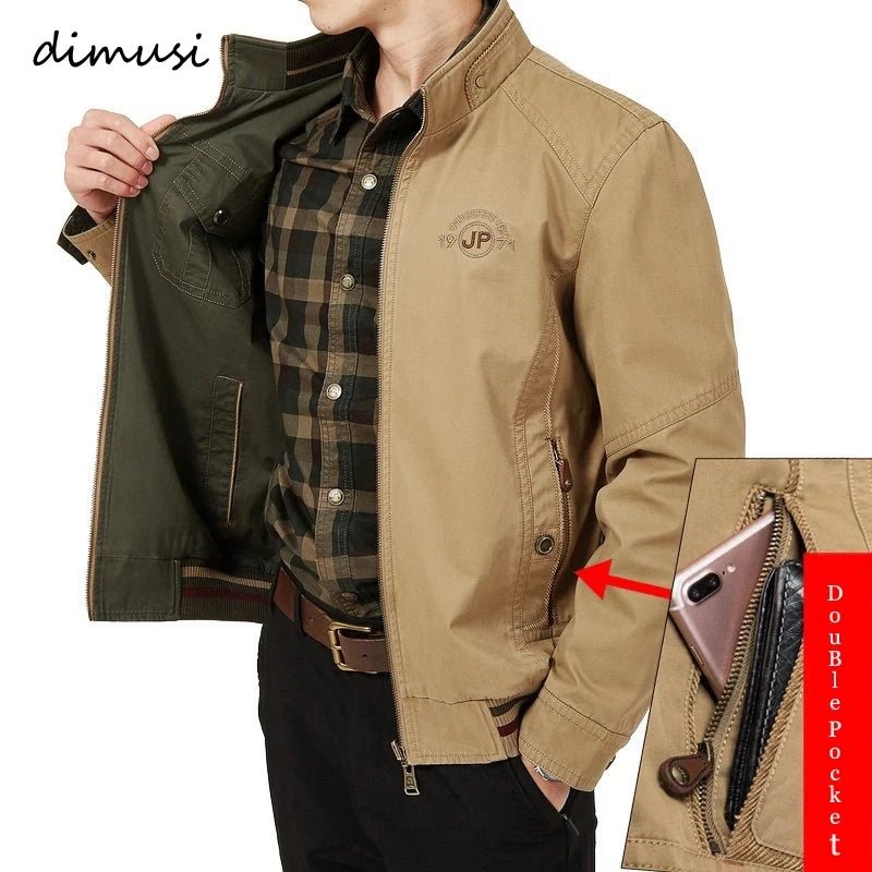 DIMUSI Autumn Men's Double - sided Military Jacket Casual Man Cotton Business Coats Fashion Men Multi - pocket Jackets Clothing 8XL - Beauty