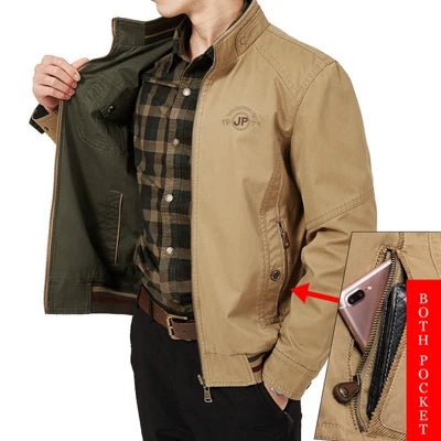 DIMUSI Autumn Men's Double - sided Military Jacket Casual Man Cotton Business Coats Fashion Men Multi - pocket Jackets Clothing 8XL - Beauty