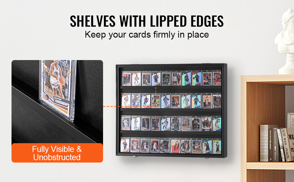 SucceBuy Jersey Display / Sports Card Display Frame Case, Large Lockable Sport Shadow Box, 98% UV Protection PC Glass & Hangers
