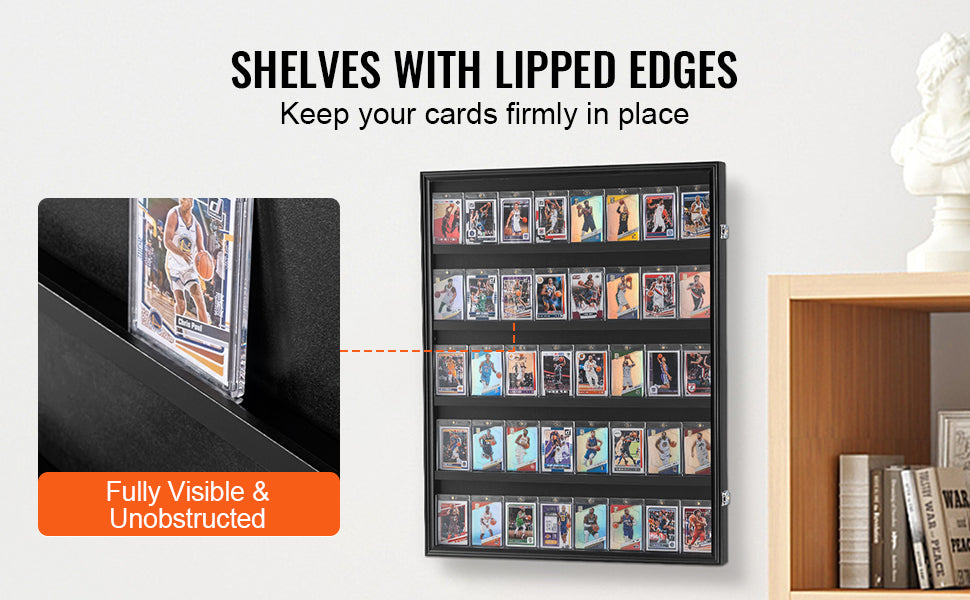 SucceBuy Jersey Display / Sports Card Display Frame Case, Large Lockable Sport Shadow Box, 98% UV Protection PC Glass & Hangers