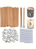 DIY Candle Making Kit - 60pcs Set with Natural Wood Wicks, Metal Stands & Glue Dots for Crafting - Beauty