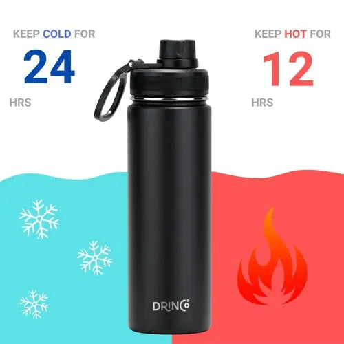 DRINCO® 22oz Stainless Steel Sport Water Bottle - Black - Beauty