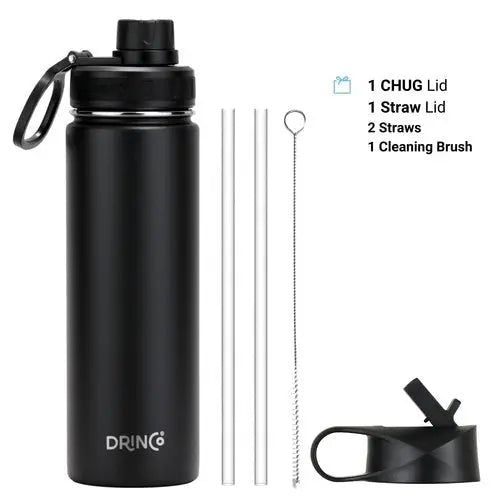 DRINCO® 22oz Stainless Steel Sport Water Bottle - Black - Beauty