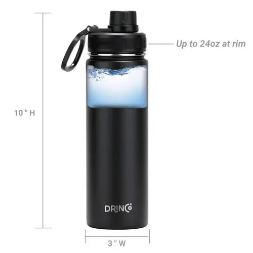 DRINCO® 22oz Stainless Steel Sport Water Bottle - Black - Beauty