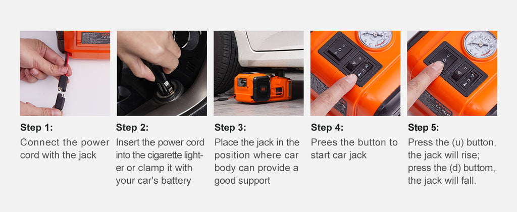 SucceBuy 5 Ton Electric Car Jack Hydraulic Jack with Electric Impact Wrench Portable Car Lift  for SUV Sedan Truck Change Tires