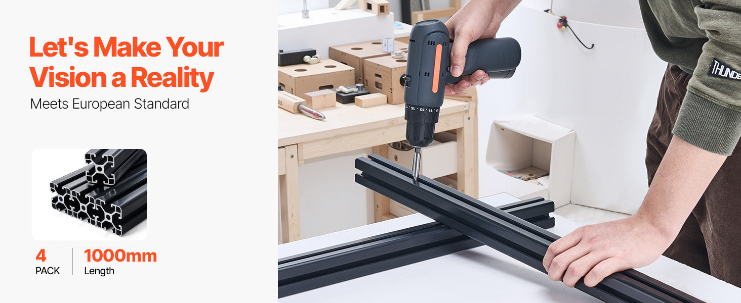 SucceBuy 4PCS 600mm/1000mm T Slot 4040 Aluminum Extrusion Profile Linear Rail for 3D Printer, CNC Machine DIY, Laser Engraving