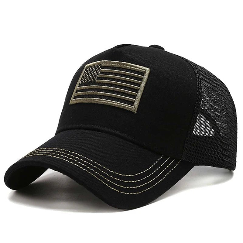 Fashion American Flag Embroidery Baseball Net Caps Spring and Summer Outdoor Adjustable Casual Hats Sunscreen Hat - Beauty