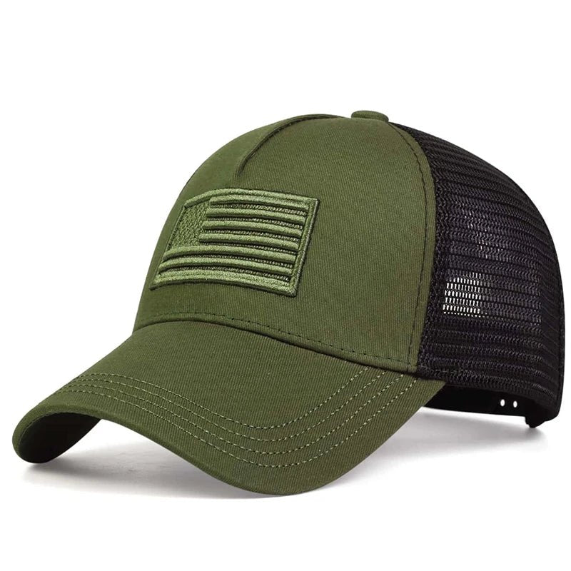 Fashion American Flag Embroidery Baseball Net Caps Spring and Summer Outdoor Adjustable Casual Hats Sunscreen Hat - Beauty