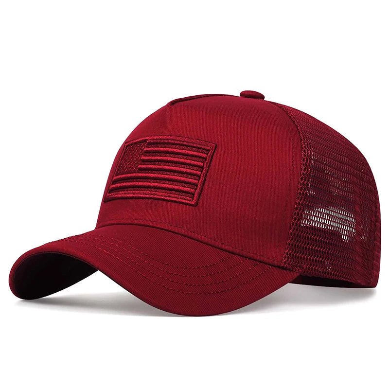 Fashion American Flag Embroidery Baseball Net Caps Spring and Summer Outdoor Adjustable Casual Hats Sunscreen Hat - Beauty