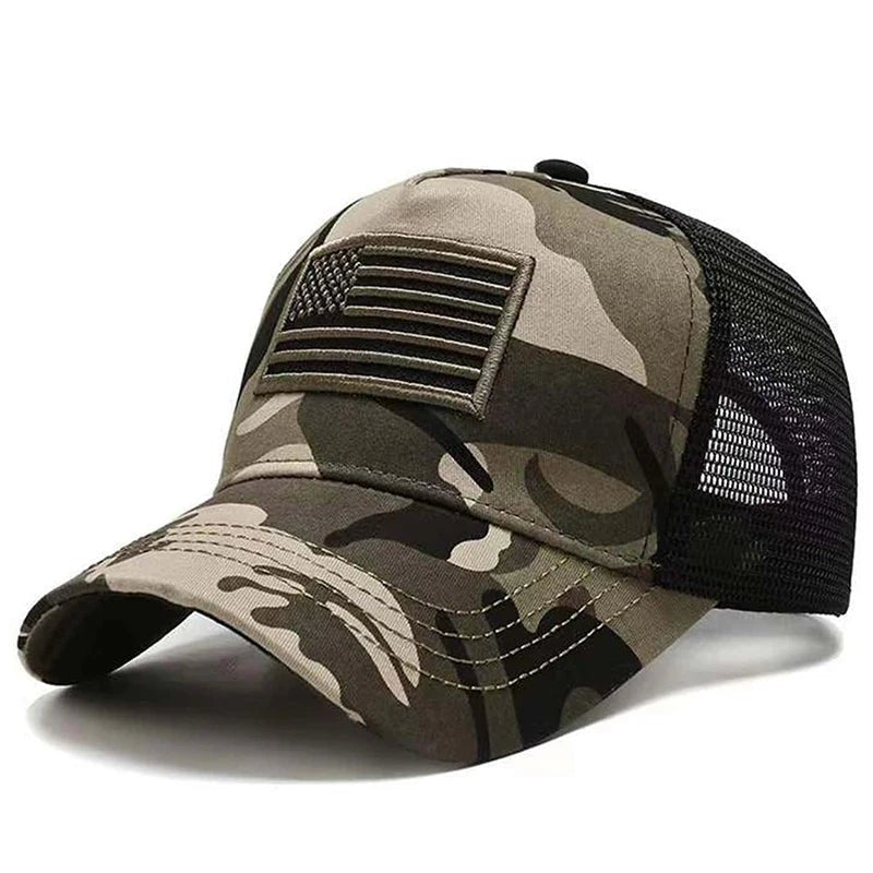 Fashion American Flag Embroidery Baseball Net Caps Spring and Summer Outdoor Adjustable Casual Hats Sunscreen Hat - Beauty