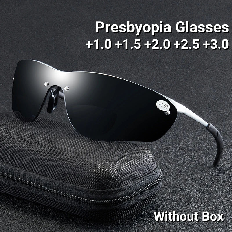 Fashion Men Bifocal Sunglasses Dual - use Far Near Reading glasses Silver Spring Frame Sports Goggles +100 +150 +200 +250 +300 - Beauty