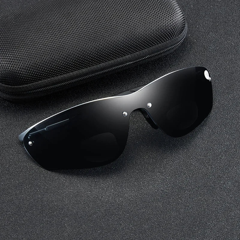 Fashion Men Bifocal Sunglasses Dual - use Far Near Reading glasses Silver Spring Frame Sports Goggles +100 +150 +200 +250 +300 - Beauty