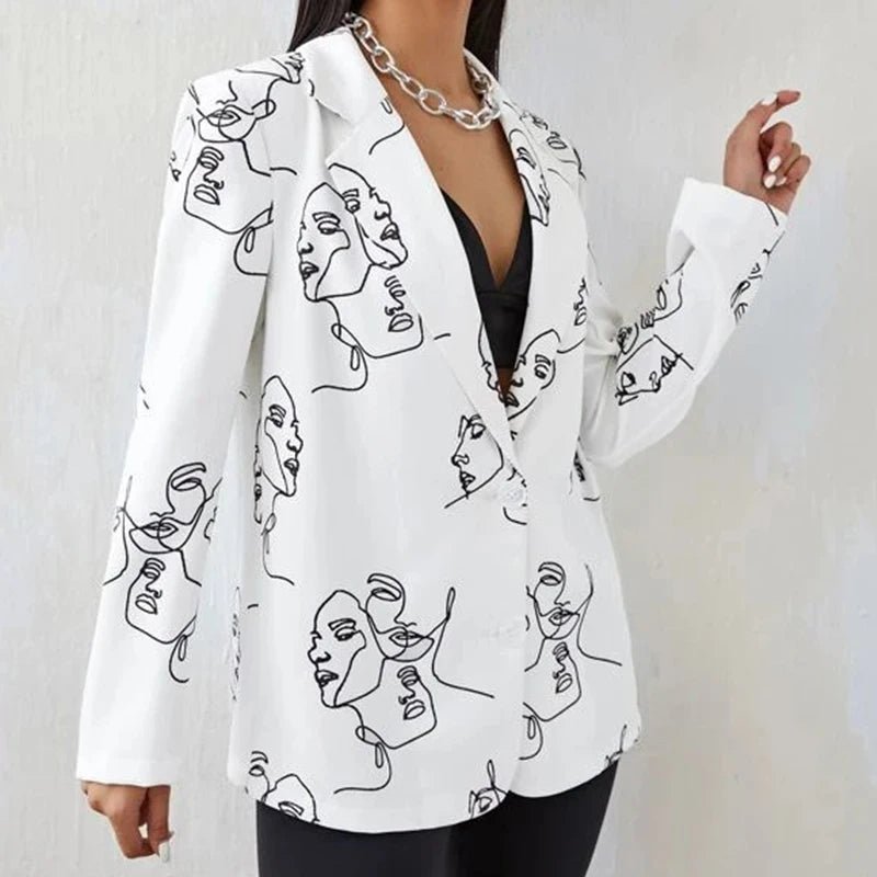 Fashion New Print Blazer Women's Vintage Letter Irregular Jacket High Street Elegant Women's Jacket Women Clothing - Beauty