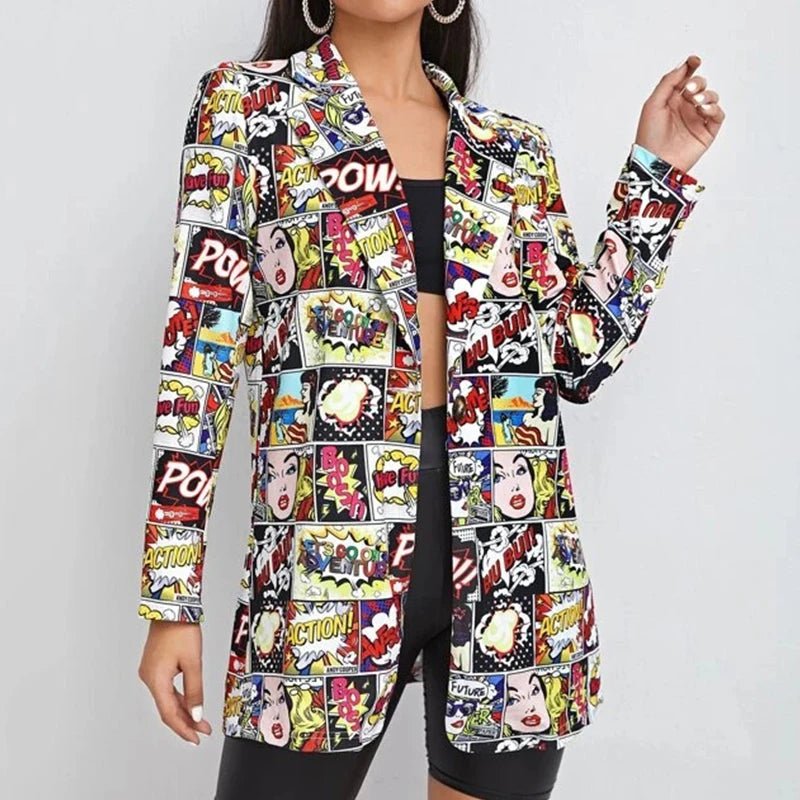 Fashion New Print Blazer Women's Vintage Letter Irregular Jacket High Street Elegant Women's Jacket Women Clothing - Beauty