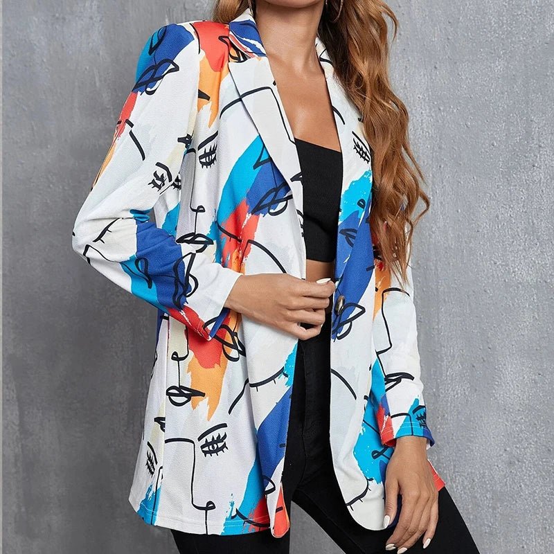 Fashion New Print Blazer Women's Vintage Letter Irregular Jacket High Street Elegant Women's Jacket Women Clothing - Beauty