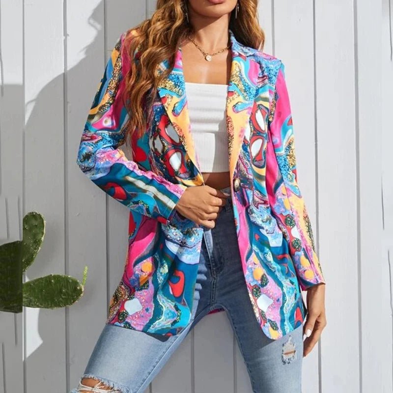 Fashion New Print Blazer Women's Vintage Letter Irregular Jacket High Street Elegant Women's Jacket Women Clothing - Beauty