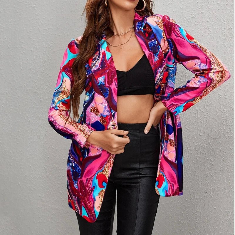 Fashion New Print Blazer Women's Vintage Letter Irregular Jacket High Street Elegant Women's Jacket Women Clothing - Beauty