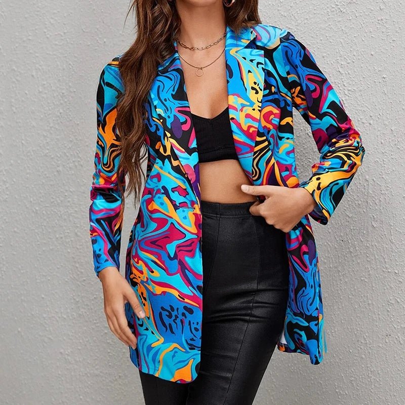 Fashion New Print Blazer Women's Vintage Letter Irregular Jacket High Street Elegant Women's Jacket Women Clothing - Beauty