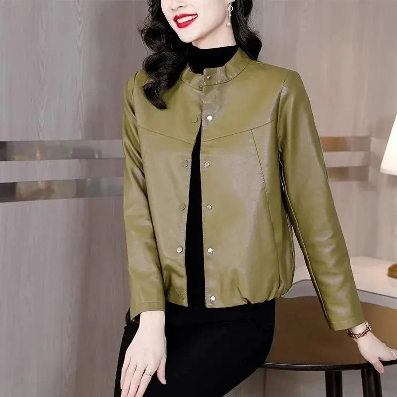 Fashionable Jacket for Women Short 2025 Spring and Autumn New Fashionable and Loose Leather Jacket - Beauty