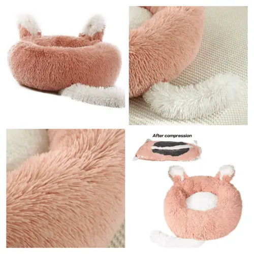 Fast Shipping Plush Pet Bed with Ears and Tail for Cats and Small Dogs - Beauty