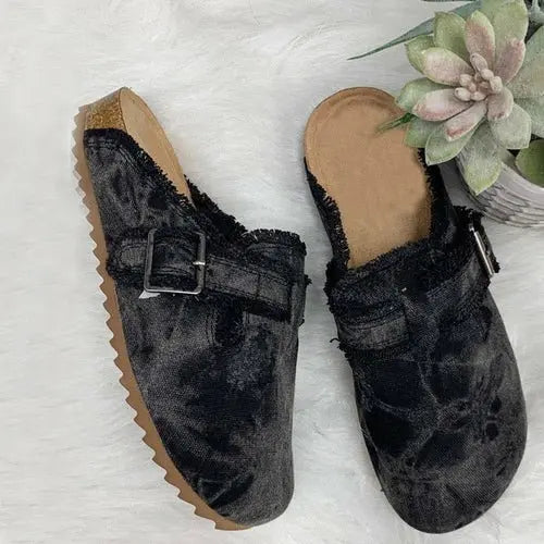 Flat Heel Round Toe Canvas Loafer Women's Vintage Clogs - Beauty