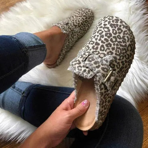 Flat Heel Round Toe Canvas Loafer Women's Vintage Clogs - Beauty