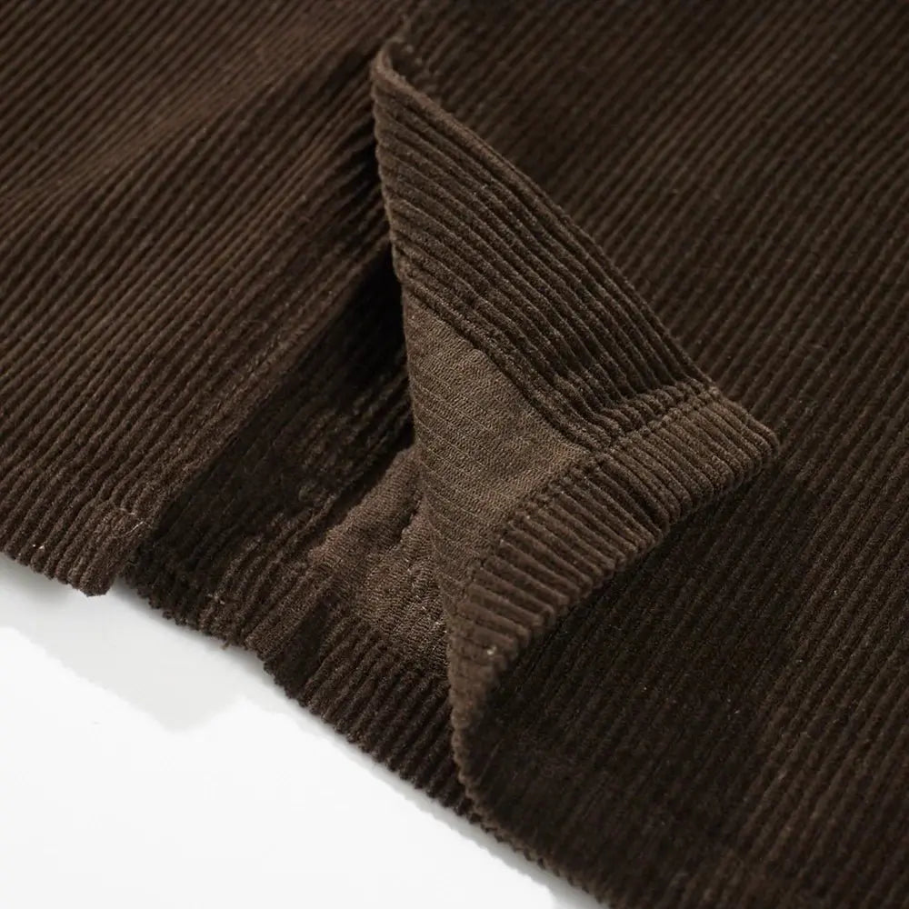 French Retro Tooling Jacket Men Heavy Corduroy Vintage Lapel Multi Pockets Workwear Jacket Winter Solid Casual Cardigan Coat Top - Beauty