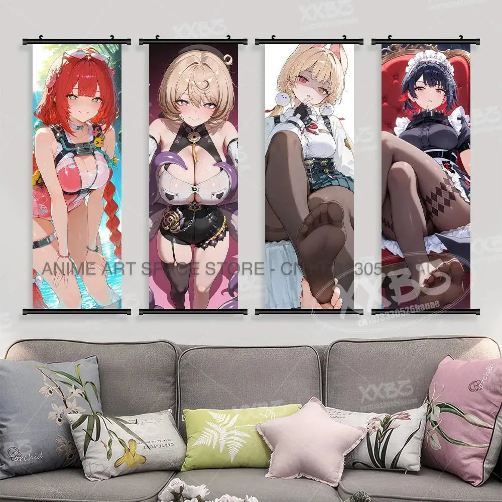 Game Home Decoration Scrolls Pictures Anime Wall Art Canvas Hanging Painting Bedside Background Posters For Zenless Zone Zero - Beauty