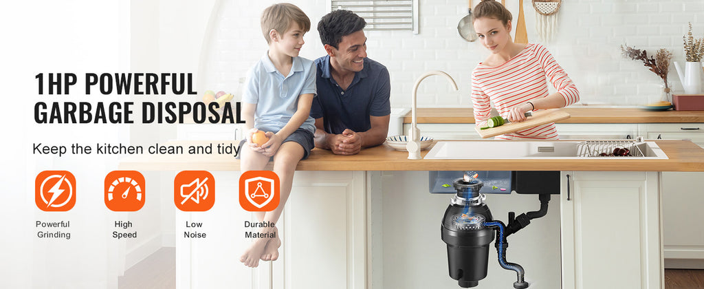 SucceBuy Garbage Disposal 1,1/2,3/4HP Continuous Feed Food Waste Disposer EZ Connect Food Waste Grinding System for Kitchen Sink