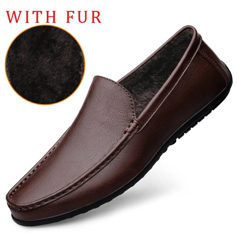 Genuine Leather Loafers Men Design Moccasin Fashion Slip On Soft Flat Casual Men Shoes Adult Male Footwear Handmade Boat Shoes - Beauty