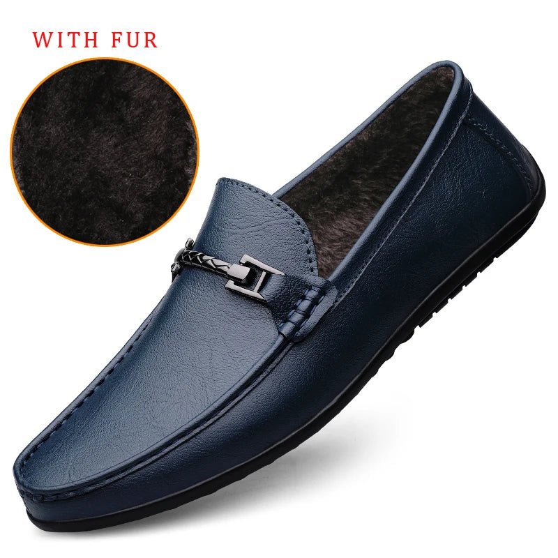 Genuine Leather Loafers Men Design Moccasin Fashion Slip On Soft Flat Casual Men Shoes Adult Male Footwear Handmade Boat Shoes - Beauty