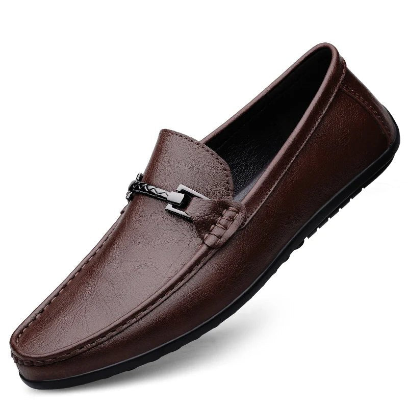 Genuine Leather Loafers Men Design Moccasin Fashion Slip On Soft Flat Casual Men Shoes Adult Male Footwear Handmade Boat Shoes - Beauty