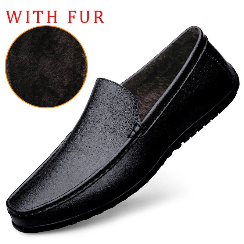 Genuine Leather Loafers Men Design Moccasin Fashion Slip On Soft Flat Casual Men Shoes Adult Male Footwear Handmade Boat Shoes - Beauty