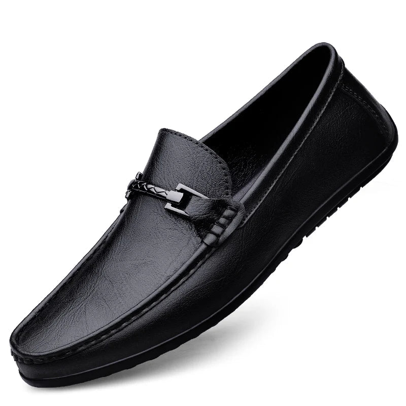 Genuine Leather Loafers Men Design Moccasin Fashion Slip On Soft Flat Casual Men Shoes Adult Male Footwear Handmade Boat Shoes - Beauty
