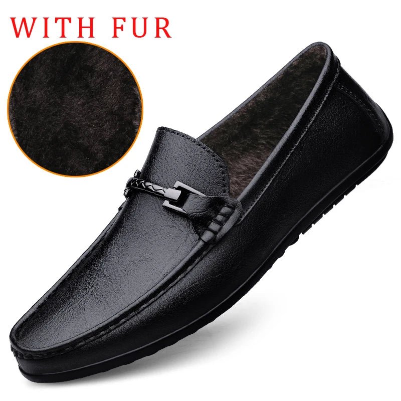 Genuine Leather Loafers Men Design Moccasin Fashion Slip On Soft Flat Casual Men Shoes Adult Male Footwear Handmade Boat Shoes - Beauty