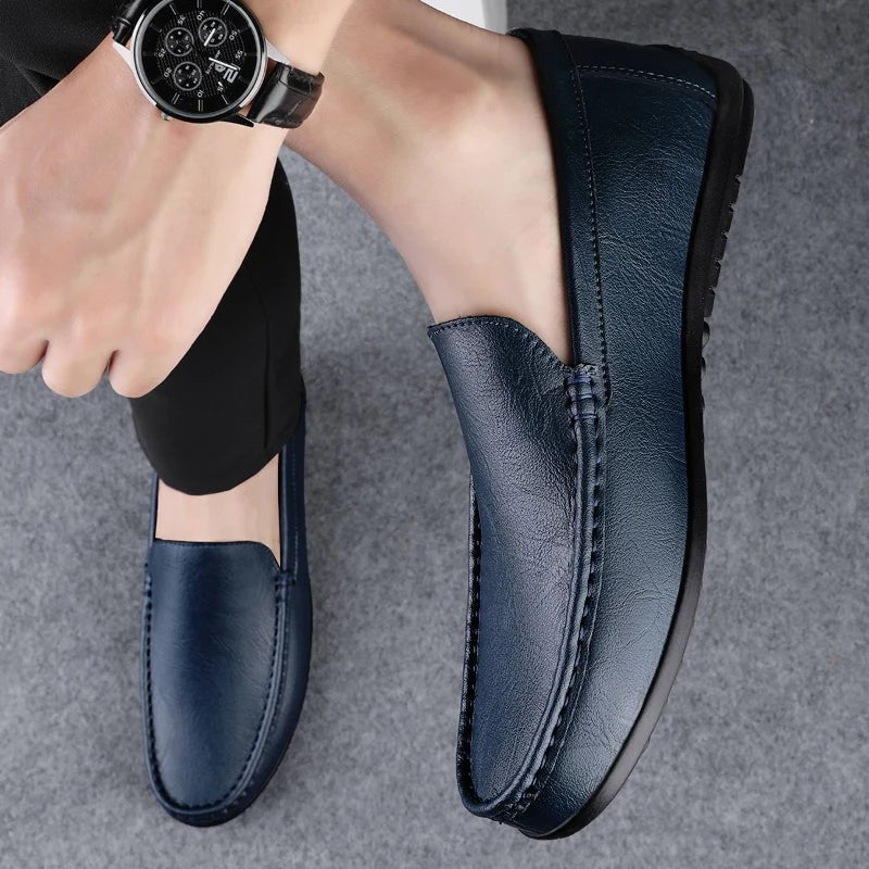 Genuine Leather Loafers Men Design Moccasin Fashion Slip On Soft Flat Casual Men Shoes Adult Male Footwear Handmade Boat Shoes - Beauty