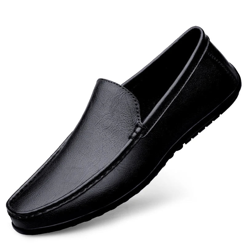 Genuine Leather Loafers Men Design Moccasin Fashion Slip On Soft Flat Casual Men Shoes Adult Male Footwear Handmade Boat Shoes - Beauty